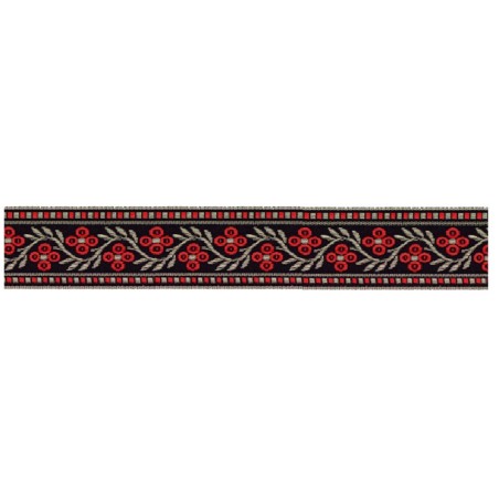 125620-09 CINTA JACQUARD SAMIR 30 MM. POLIESTER 100% NEGRO/ROJO Venta en piezas de 15.00 M