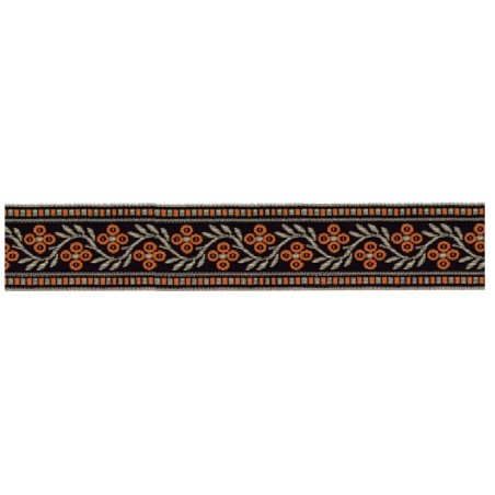 125620-40 CINTA JACQUARD SAMIR 30 MM. POLIESTER 100% NEGRO/NARANJA Venta en piezas de 15.00 M