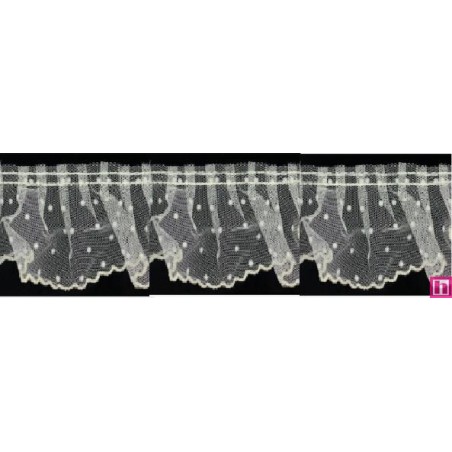 126952-003 VOLANTE TUL FRUNCIDO DOTIA 60 MM. POLIESTER 100% MARFIL Venta en piezas de 10.00 M