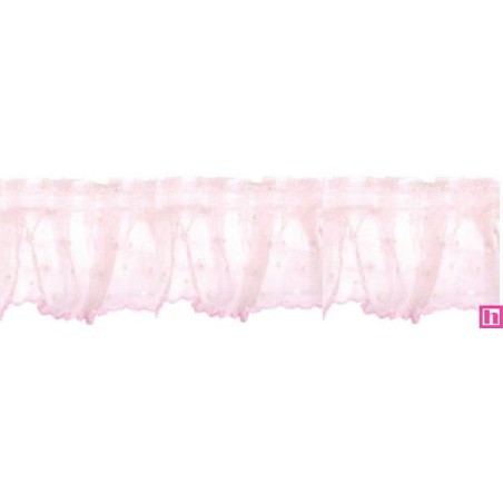 126952-006 VOLANTE TUL FRUNCIDO DOTIA 60 MM. POLIESTER 100% ROSA Venta en piezas de 10.00 M