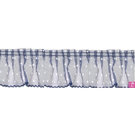126952-020 VOLANTE TUL FRUNCIDO DOTIA 60 MM. POLIESTER 100% MARINO Venta en piezas de 10.00 M