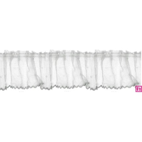 126952-034 VOLANTE TUL FRUNCIDO DOTIA 60 MM. POLIESTER 100% GRIS Venta en piezas de 10.00 M