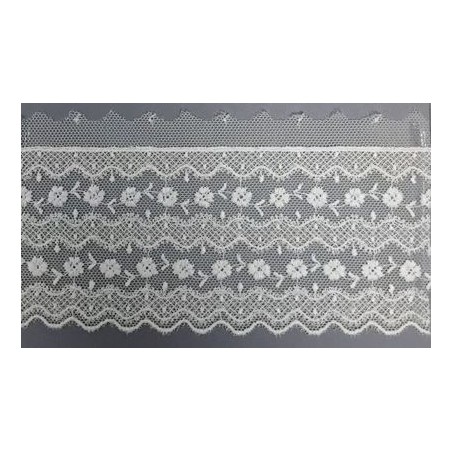 12730-0 PUNTILLA TUL BORDADO SARIKA 65 MM. POLIESTER 100% NATURAL Venta en piezas de 14.80 M