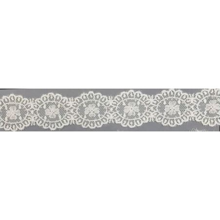 12754-0 GALON TUL BORDADO AVANI 25 MM. POLIESTER 100% NATURAL Venta en piezas de 14.80 M