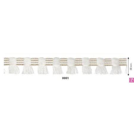 129830-01 FLECO FANTASIA RANYA 20 MM. POLIESTER/ALGODON BLANCO Venta en piezas de 20.00 M