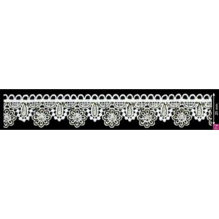 137300-102 PUNTILLA GUIPUR FANTASIA ABIDEMI 25 MM. POLIESTER + PET+CRISTAL MARFIL/NEGRO Venta en piezas de 9.10 M