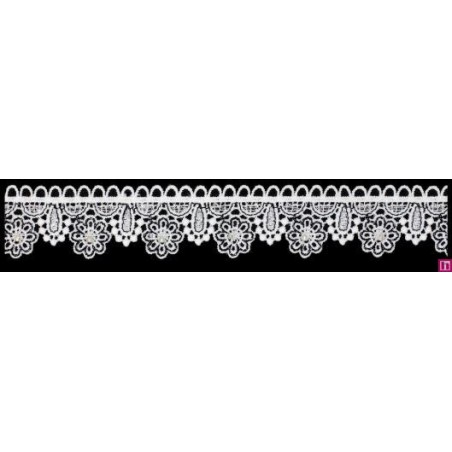 137300-103 PUNTILLA GUIPUR FANTASIA ABIDEMI 25 MM. POLIESTER + PET+CRISTAL BLANCO/NEGRO Venta en piezas de 9.10 M