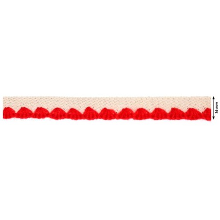 139000-3009 REMATE LANA ABBAS 20 MM. POLIESTER 100% MARFIL/ROJO Venta en piezas de 26.00 M
