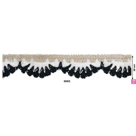 139202-0002 PUNTILLA FANTASIA AYIRA 30 MM. POLIESTER 100% NEGRO Venta en piezas de 9.10 M