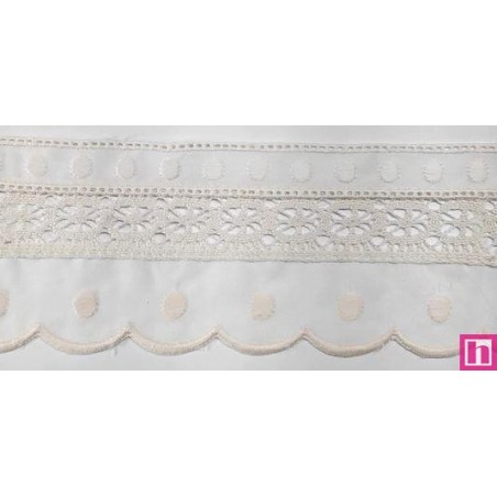 145741-003 PUNTILLA BATISTA+BOLILLO IZEL 70 MM. POLIESTER 50%-ALGODON 50% BEIG Venta en piezas de 13.80 M