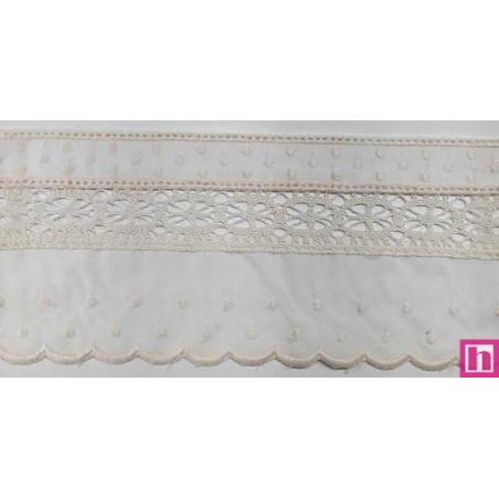 145743-003 PUNTILLA BATISTA+BOLILLO HELIAN 70 MM. POLIESTER 50%-ALGODON 50% BEIG Venta en piezas de 13.80 M