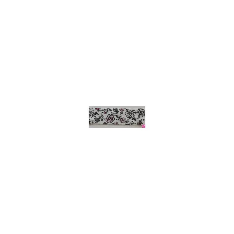 3366-18-01 BIES PERFILADO EILEN-FLORAL 18 MM. POLIESTER 70%-ALGODON 30% BLANCO/ROSA Venta en piezas de 25.00 M