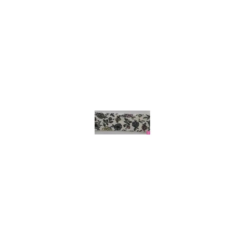 3366-18-03 BIES PERFILADO EILEN-FLORAL 18 MM. POLIESTER 70%-ALGODON 30% BLANCO/MULTI Venta en piezas de 25.00 M