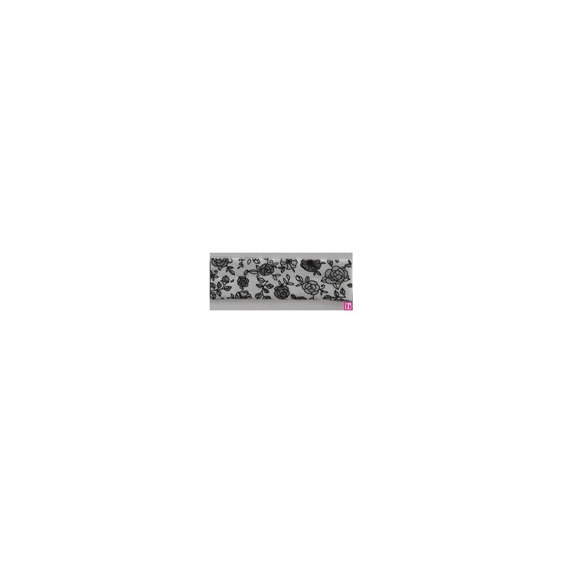 3366-18-04 BIES PERFILADO EILEN-FLORAL 18 MM. POLIESTER 70%-ALGODON 30% BLANCO/GRIS Venta en piezas de 25.00 M
