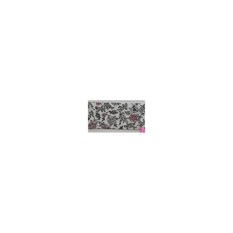 3366-30-01 BIES PERFILADO EILEN-FLORAL 30 MM. POLIESTER 70%-ALGODON 30% BLANCO/ROSA Venta en piezas de 25.00 M