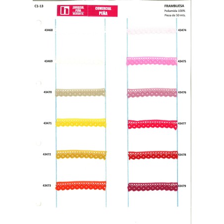43469 PUNTILLA NYLON FRAMBUESA 10 MM. POLIAMIDA 100% MARFIL Venta en piezas de 50.00 M