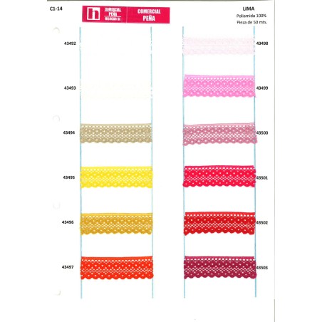 43493 PUNTILLA NYLON LIMA 20 MM. POLIAMIDA 100% MARFIL Venta en piezas de 50.00 M