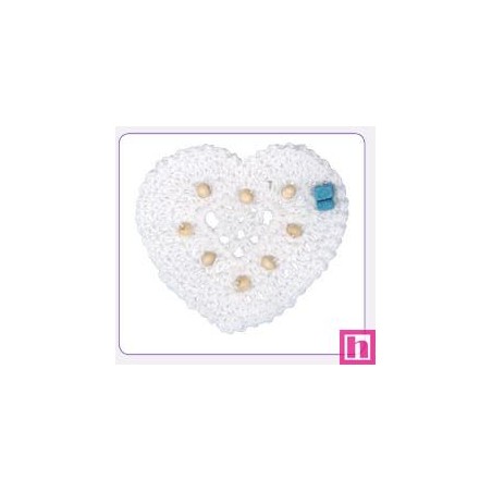 520172-01 APLICACION GANCHILLO ANALA CORAZON 50X50 MM. ALGODON 100% BLANCO Venta en piezas de 10.00 U