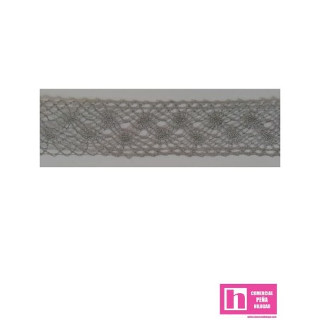 52879 HELEN ENTREDOS BOLILLO 18 MM. ALGODON 100% GRIS Venta en piezas de 30.00 M