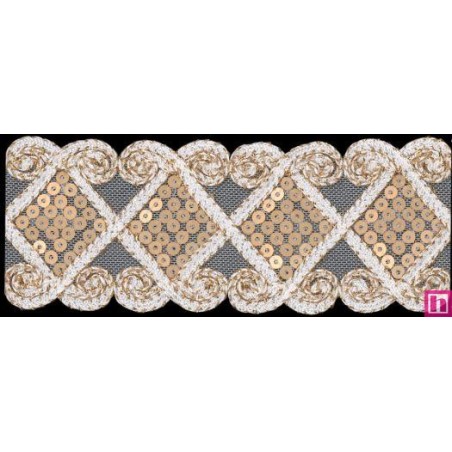 537390-100 GALON TUL FANTASIA AFRODITA 60 MM. PET+METALLIC BLANCO/DORADO Venta en piezas de 12.90 M