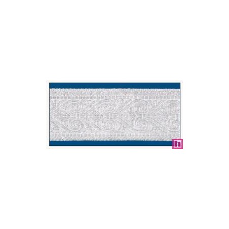 606031-30-01 CINTA JACQUARD MINOS 30 MM. POLIESTER 100% BLANCO/PLATA Venta en piezas de 10.00 M