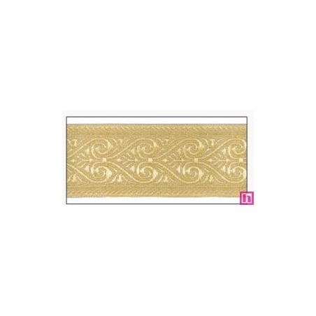 606031-50-100 CINTA JACQUARD MINOS 50 MM. POLIESTER 100% DORADO Venta en piezas de 10.00 M