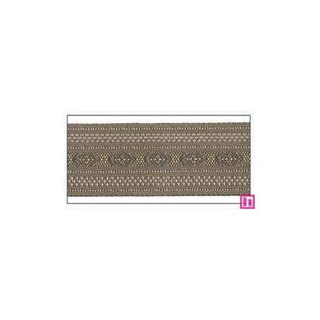 606033-30-03 CINTA JACQUARD CLEO 30 MM. POLIESTER 100% GRIS/DORADO Venta en piezas de 10.00 M