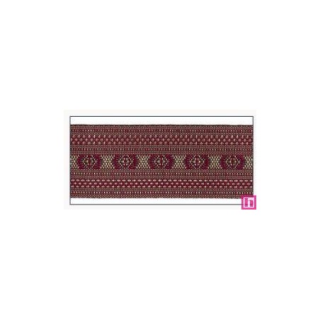 606033-30-05 CINTA JACQUARD CLEO 30 MM. POLIESTER 100% GRANATE/DORADO Venta en piezas de 10.00 M