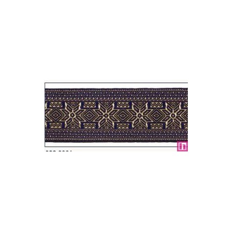 606034-30-06 CINTA JACQUARD ALTEA 30 MM. POLIESTER 100% MARINO/DORADO Venta en piezas de 10.00 M
