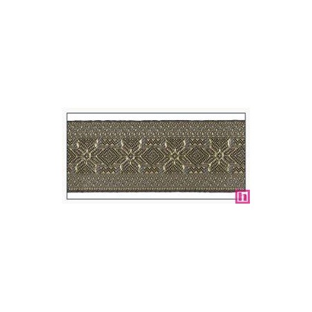 606034-50-03 CINTA JACQUARD ALTEA 50 MM. POLIESTER 100% GRIS/DORADO Venta en piezas de 10.00 M