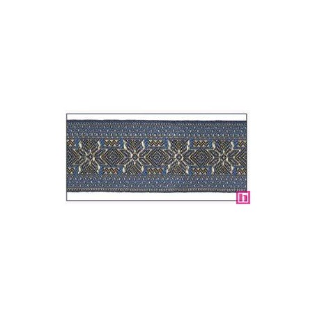606034-50-07 CINTA JACQUARD ALTEA 50 MM. POLIESTER 100% AZUL/DORADO Venta en piezas de 10.00 M