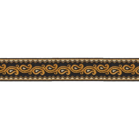 606045-02 CINTA JACQUARD ALIM 33 MM. POLIESTER 100% NEGRO/DORADO Venta en piezas de 9.00 M