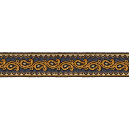 606045-36 CINTA JACQUARD ALIM 33 MM. POLIESTER 100% MARINO/DORADO Venta en piezas de 9.00 M