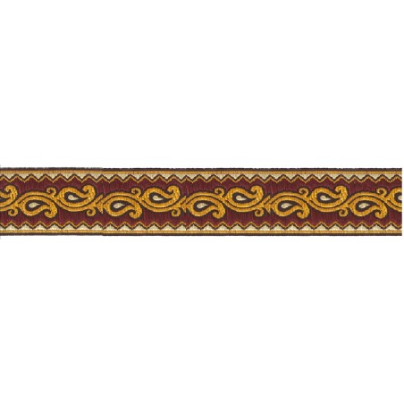 606045-60 CINTA JACQUARD ALIM 33 MM. POLIESTER 100% GRANATE/DORADO Venta en piezas de 9.00 M