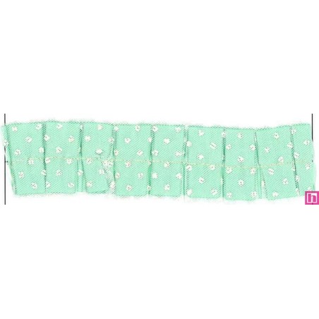 64256 CINTA TUL PLISADA PUPPIS POLIESTER 50%-ALGODON 50% AGUA/MARFIL Venta en piezas de 25.00 M