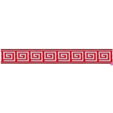 655364-09 CINTA JACQUARD TAFAR 25 MM. POLIESTER 100% ROJO Venta en piezas de 7.00 M
