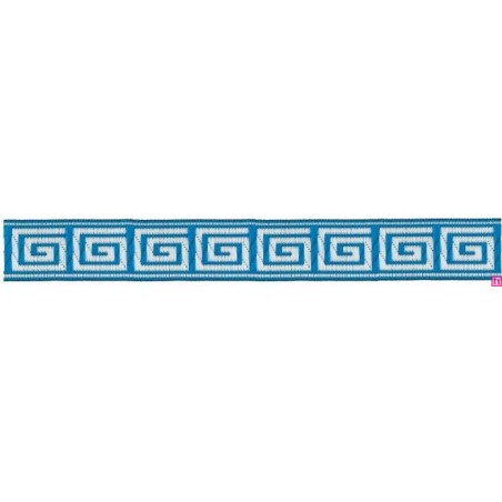 655364-12 CINTA JACQUARD TAFAR 25 MM. POLIESTER 100% TURQUESA Venta en piezas de 7.00 M