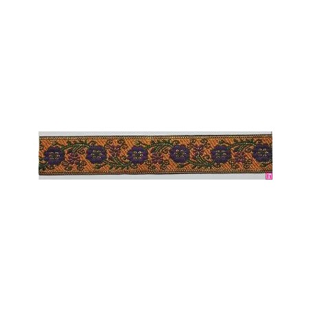 655365-0013 CINTA JACQUARD ZERA 25 MM. POLIESTER 100% VERDE/DORADO Venta en piezas de 7.00 M