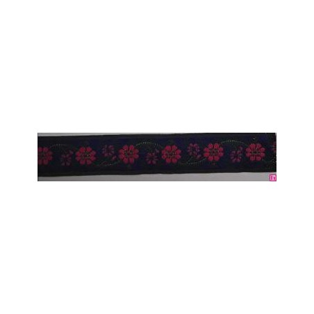 655365-0019 CINTA JACQUARD ZERA 25 MM. POLIESTER 100% AZUL/DORADO Venta en piezas de 7.00 M