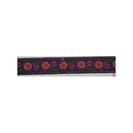 655365-0022 CINTA JACQUARD ZERA 25 MM. POLIESTER 100% MORADO/DORADO Venta en piezas de 7.00 M