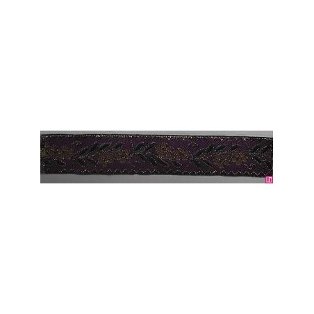 655367-0022 CINTA JACQUARD CLIO 25 MM. POLIESTER 100% MORADO/DORADO Venta en piezas de 7.00 M