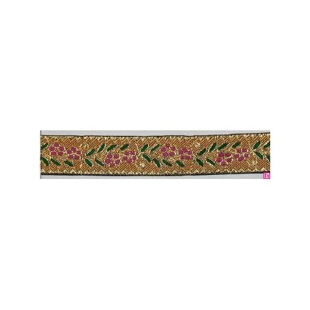 655367-0031 CINTA JACQUARD CLIO 25 MM. POLIESTER 100% ALBERO/DORADO Venta en piezas de 7.00 M