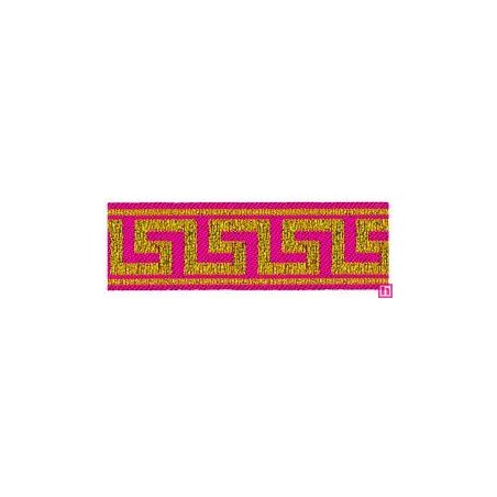 655368-0007 CINTA JACQUARD ZITA 25 MM. POLIESTER 100% FUCSIA/DORADO Venta en piezas de 7.00 M