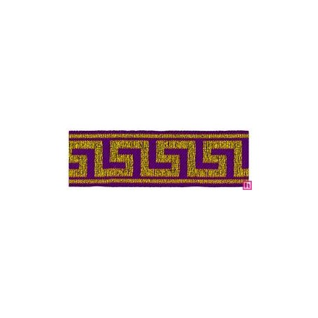 655368-0022 CINTA JACQUARD ZITA 25 MM. POLIESTER 100% MORADO/DORADO Venta en piezas de 7.00 M