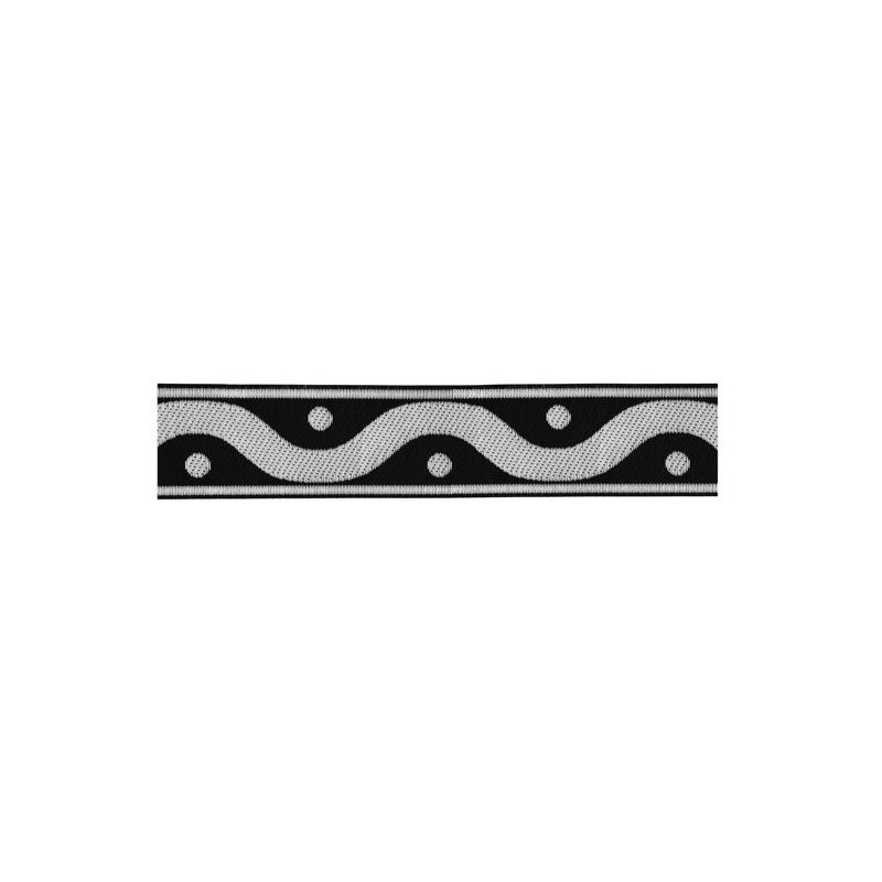 655376-101 CINTA JACQUARD RAYAN 33 MM. POLIESTER 100% NEGRO/PLATA Venta en piezas de 7.00 M