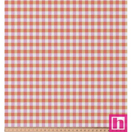 67122 TEJIDO ESTAMPADO CRISTINA (03) 1.50 M. 115 GR/M2. ALGODON 100% NATURAL/ROSA Venta en piezas de 10.00 M