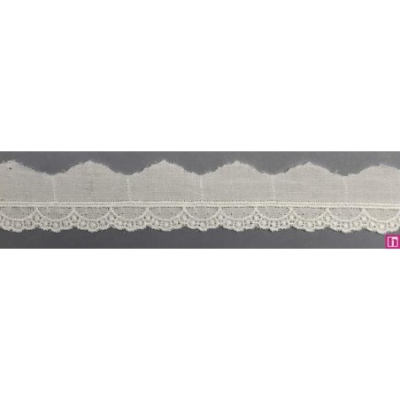 67152 REMATE BATISTA GALA 12 MM. ALGODON 100% BLANCO Venta en piezas de 13.80 M