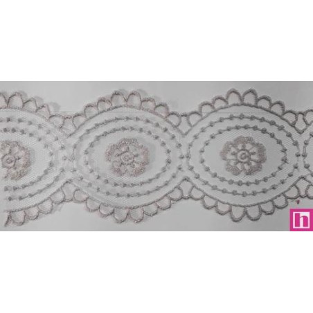 67165 GALON TUL BORDADO HELINA 63 MM. POLIESTER 100% NUDE Venta en piezas de 13.00 M