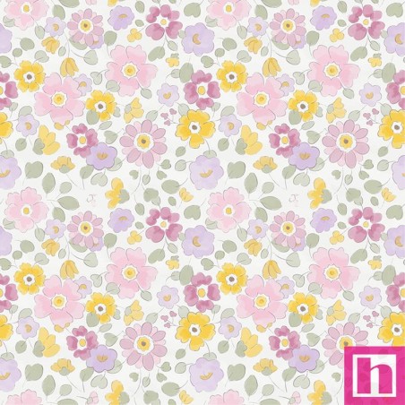67185 TEJIDO ESTAMPADO LIBERTY JOSEFITA (01) 1.40 M. 110 GR/M2. ALGODON 100% BLANCO/ROSA Venta en piezas de 10.00 M