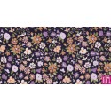 67394 TEJIDO ESTAMPADO PARLA (01) 1.40 M. 110 GR/M2. ALGODON 100% NEGRO/LILA Venta en piezas de 10.00 M